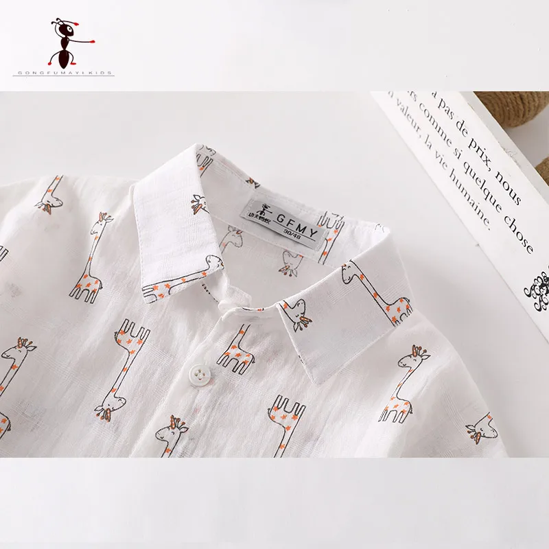 Kung Fu Ant Новинка лета 2019 удобные хлопковые детские рубашки с короткими рукавами и
