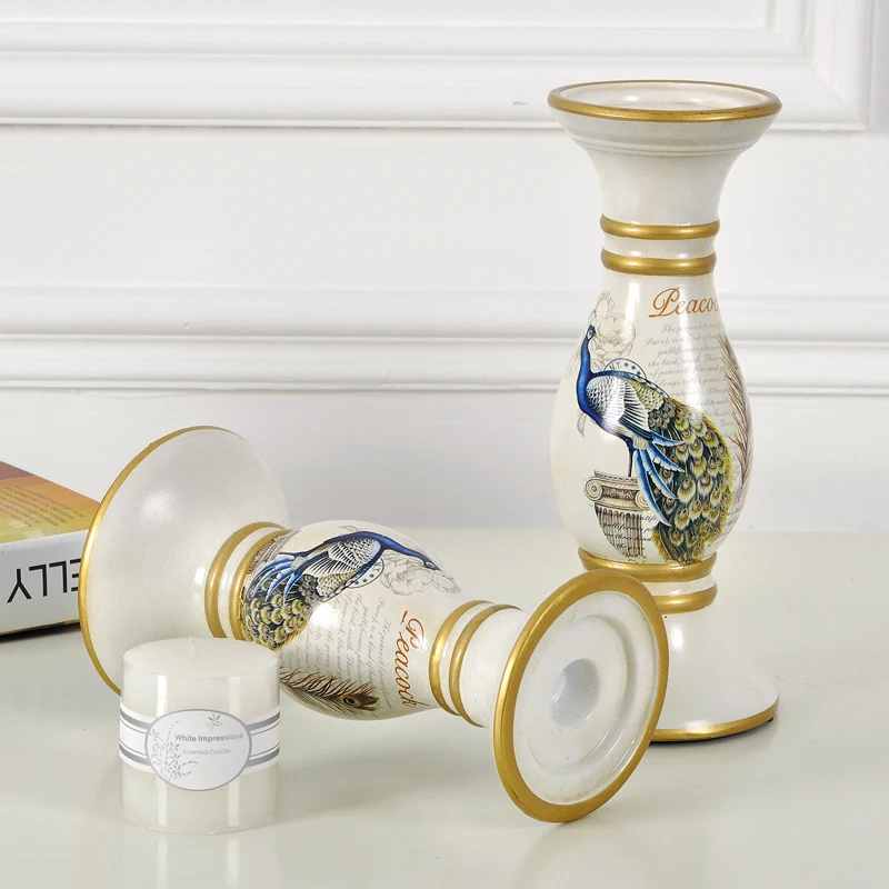 European American Retro Candlestick pastoral countryside painted ceramic high-end home decorations Candle |