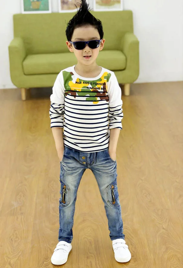 Осенние джинсовые брюки для мальчиков детская одежда 2018 Детские повседневные