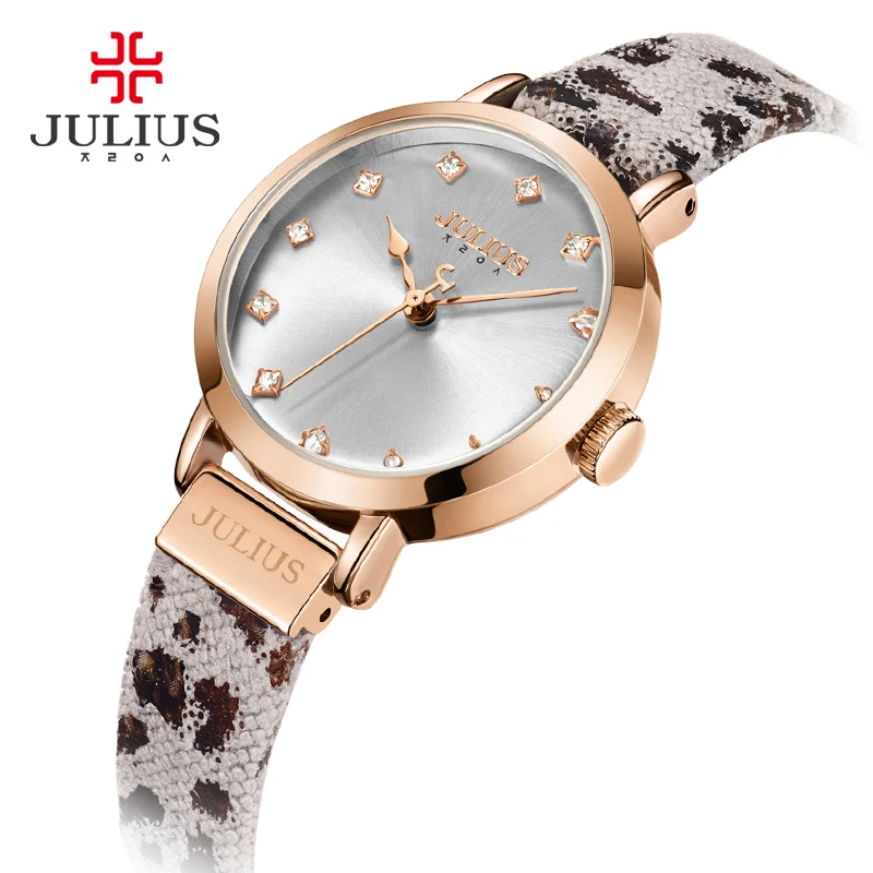 Lady's Women's Watch Japan Quartz Hours Fine Fashion Dress Bracelet Leather Leopard Panther Print Girl Gift Julius No Box | Наручные