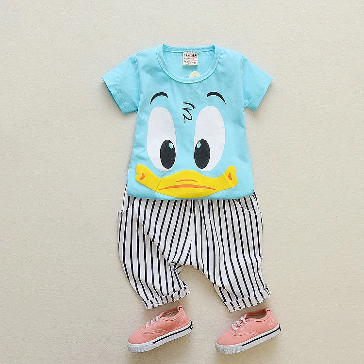 Летние комплекты для девочек и мальчиков футболка с круглым вырезом + шорты топы