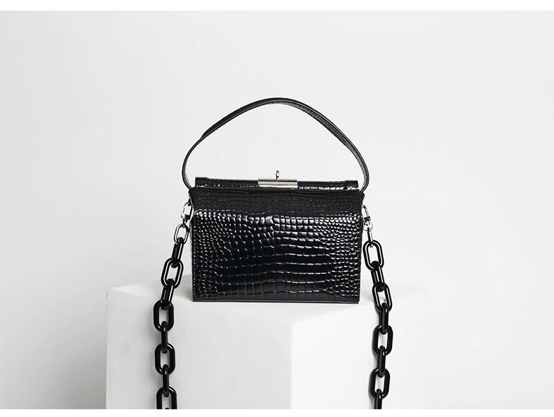 WITFOX sac femme новинка Женская сумка на плечо с клапаном специальный акриловый ремешок Аллигатор узор сумки для женщин натуральная кожа