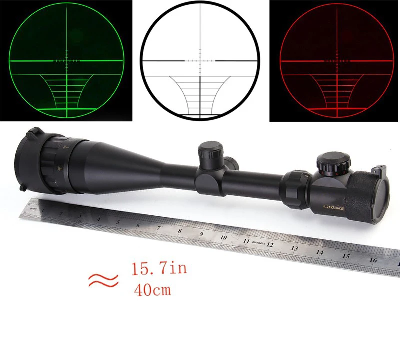 11mm/20mm Rail 6-24X50 Adjustable Green Red Dot Illuminated Hunting Tactical Riflescope Reticle Optical Sight Scope | Спорт и