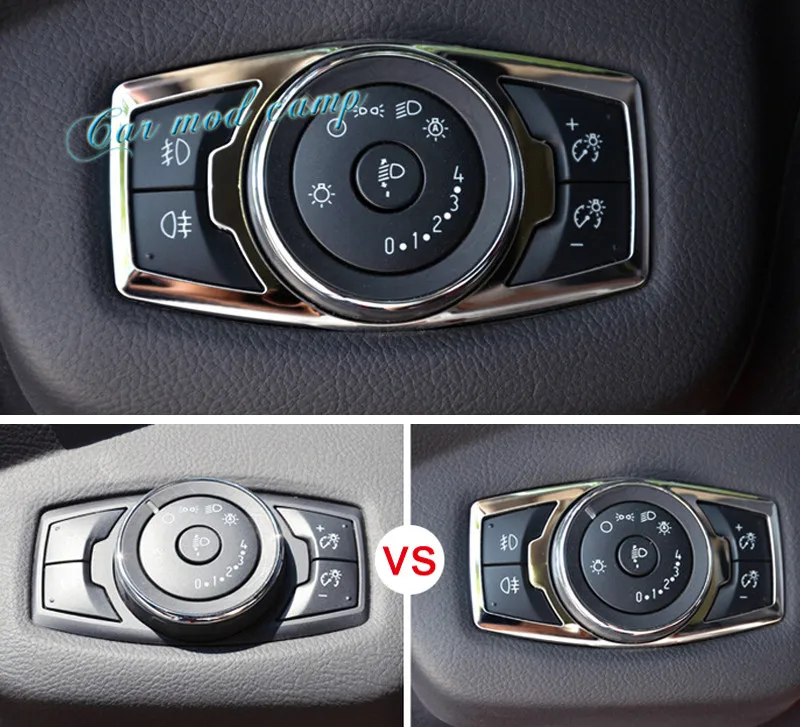 For Ford Mustang 2015 2016 2017 Stainless Chrome Interior Head Light Adjustment Button Cover Trim 1pcs Car Styling Accessories! |
