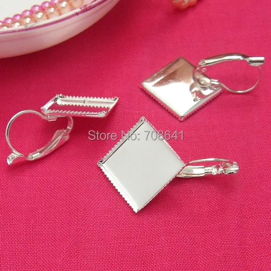 Пустые Зажимы-Крючки для сережек основы с квадратной оправой кабошоны из смолы