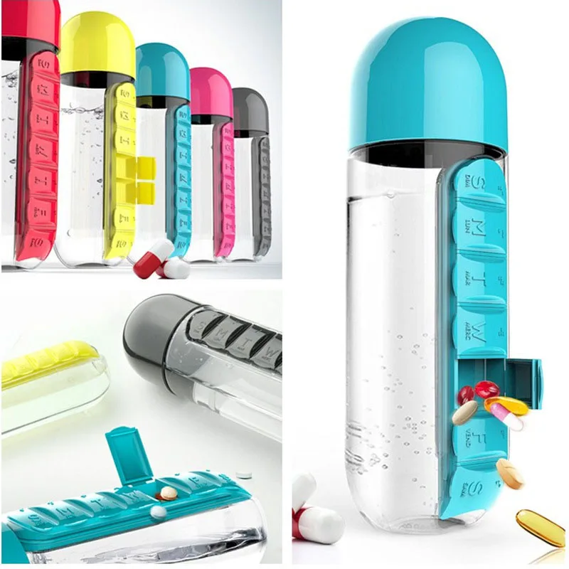 600 мл bpa бесплатно моя бутылка для воды спорта совмещают Ежедневно Pill Box