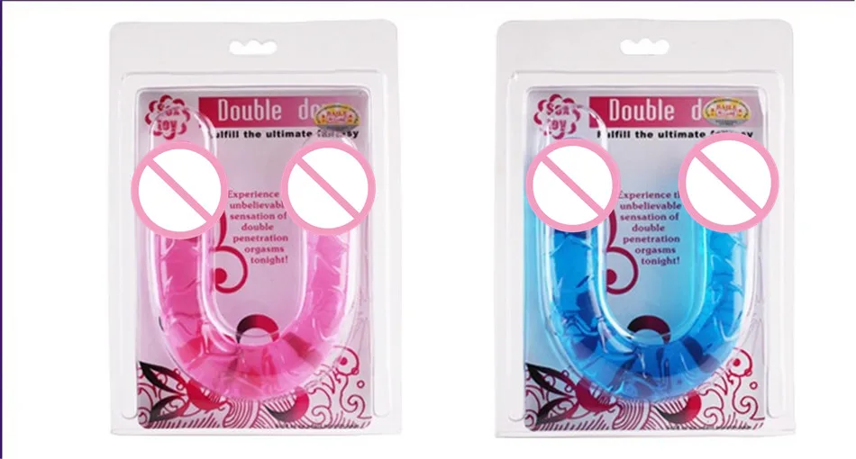 Двойной фаллоимитатор гибкий мягкий желеобразный вагинальный и анальный секс