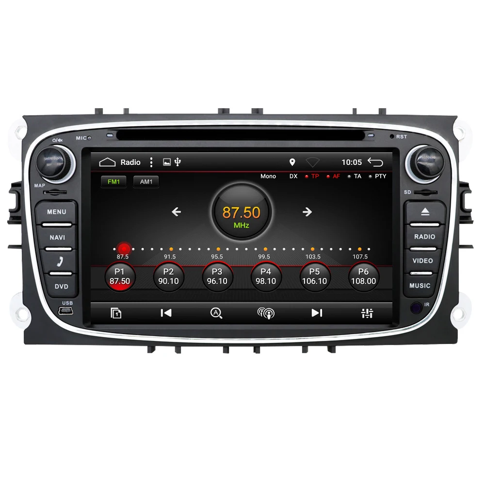 Eunavi 2 din 7 дюймов Android 8 1 Восьмиядерный автомобильный DVD gps плеер Navi для Ford Focus Mondeo Galaxy