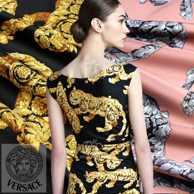 Loja de seda alta qualidade cor qianbao vestidos sericicultura tecido de seda pura leopardo digital impresso elástico cetim tecido largo
