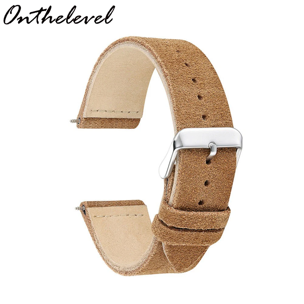 Onthelevel Handmade Suede Watch Strap Band Double Layer 18mm 20mm 22mm 24mm Black Brown Coffee Gray Color Watchband | Наручные часы