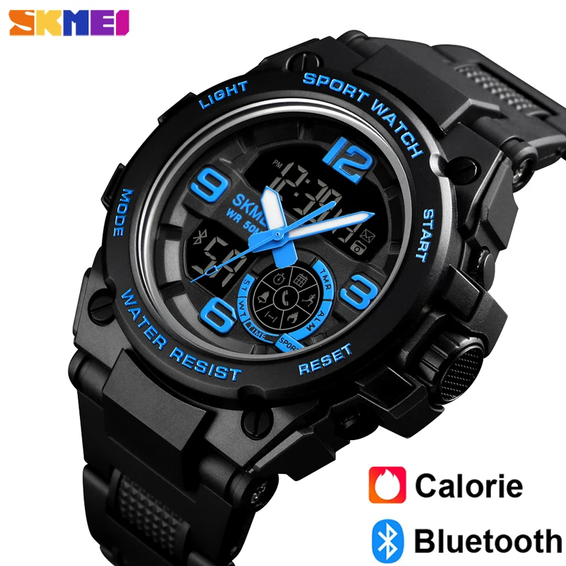 SKMEI Роскошные Bluetooth цифровые наручные часы модные спортивные Смарт мужские