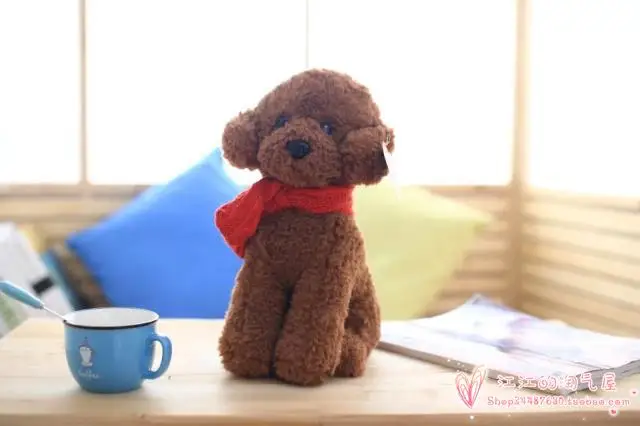about 30cm dark brown puppy squatting scarf dog plush toy Christmas gift h820 | Игрушки и хобби