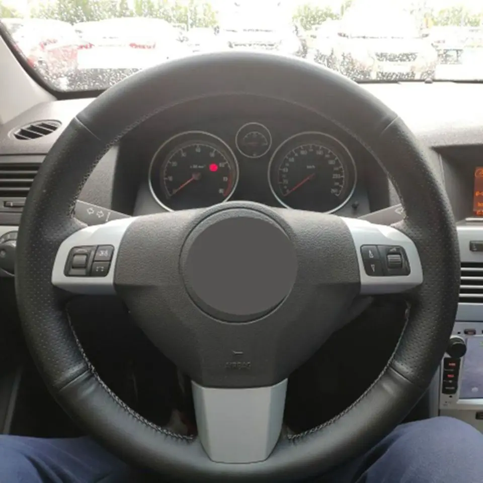 Прошитый вручную чехол на руль черный PU искусственная кожа автомобильный чехол на руль для Opel Astra 2005 2006 Vauxhall Astra