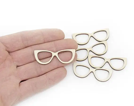 Wooden glasses for Crafts Laser Cut wood blank shape art project decor sunglasses cut out Embellishment | Дом и сад