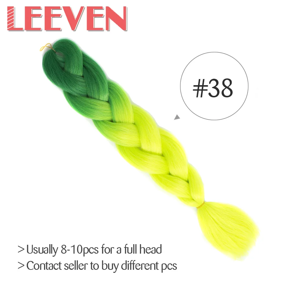 Leeven Jumbo косички Омбре крючком косички волосы синтетические косички волос 24 ''волокно бордовый черный розовый крючком Расширение волос - Цвет: #33