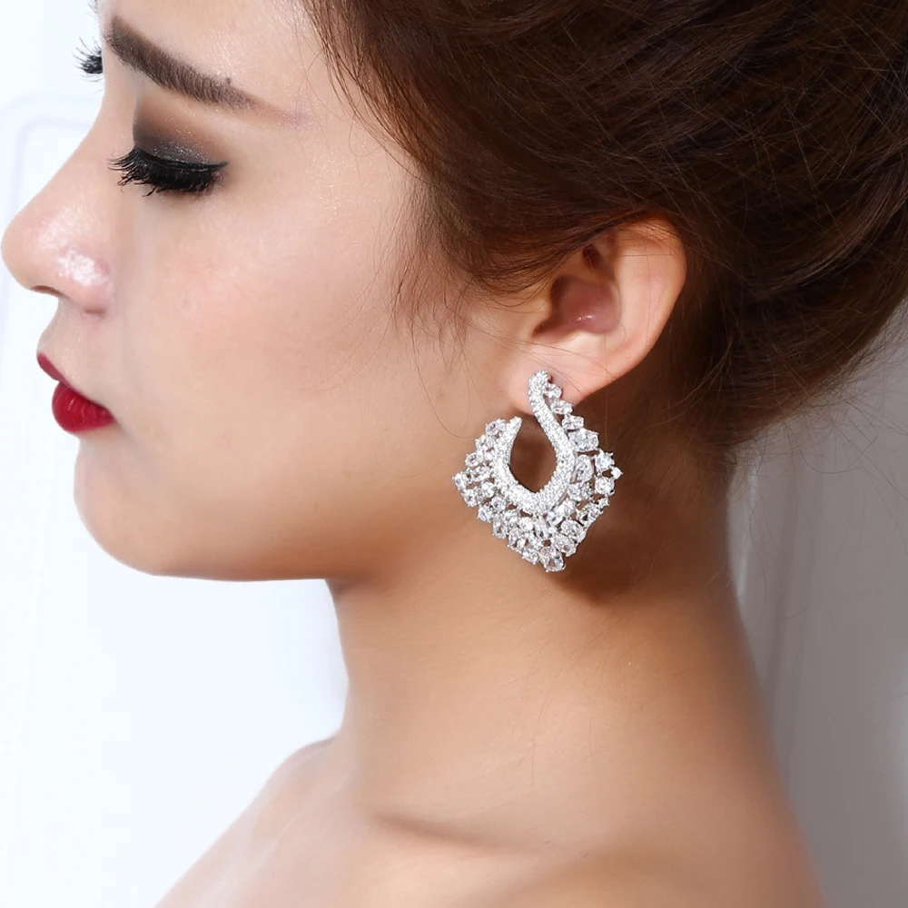 Абсолютно Великолепные серьги! Большие модные женские серьги из циркония