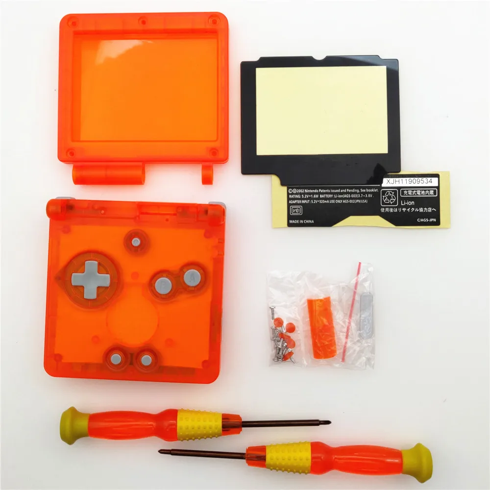 Clear Orange Прозрачный корпус корпуса чехол для nintendo для GBA SP ДЛЯ Gameboy Advance SP консоль+ отвертка - Цвет: Clear Orange