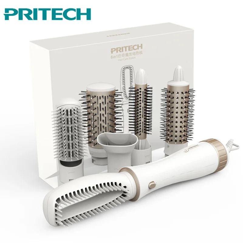 PRITECH многофункциональный фен для волос профессиональные щипцы для завивки волос Инструменты для укладки волос фен для завивки волос щетка мощный Фен для волос - Цвет: White