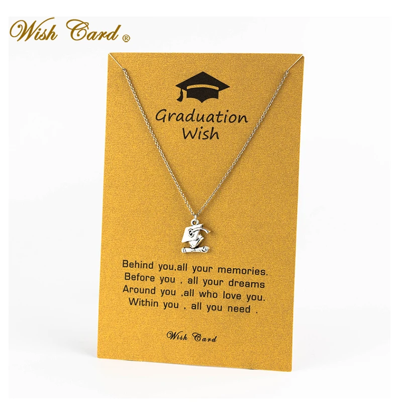 Wish Card 2019/2020 Выпускной благословение Серебристый кулон цепочки и ожерелья для