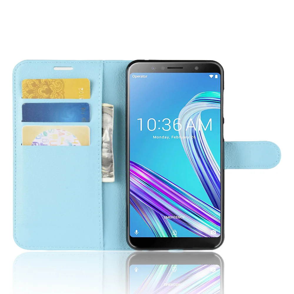 Чехол для Asus ZenFone Max Pro ( M1 ) ZB601KL ZB602KL ZB555KL откидной с отделением карт и подставкой