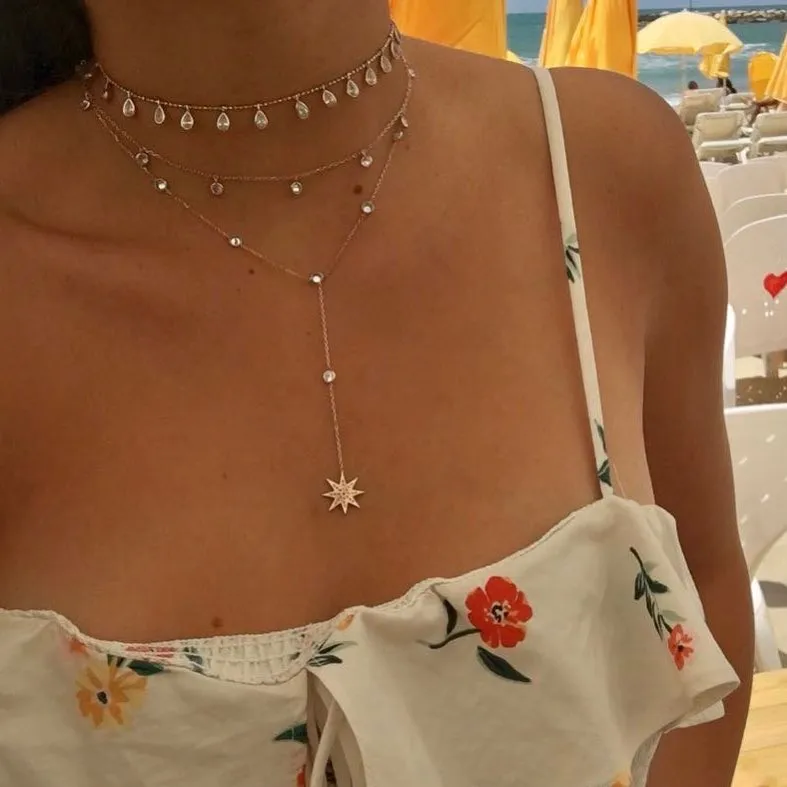 Женская цепочка с подвеской звеньем фианитом|layered necklace|fashion necklacenecklace fashion |