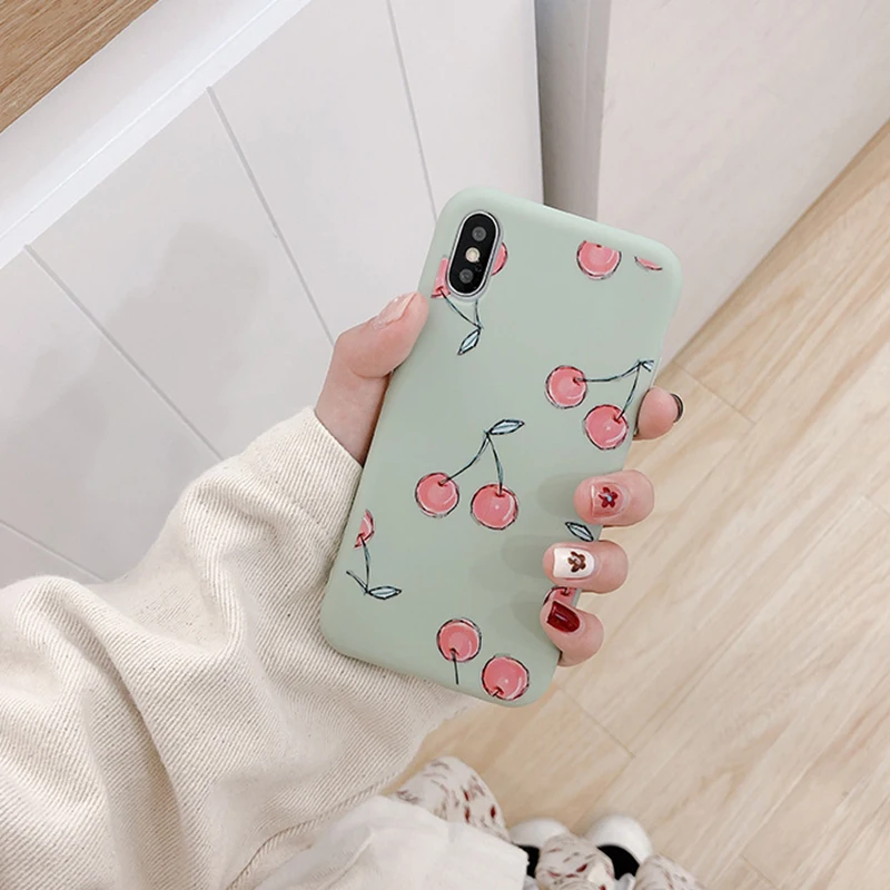 GlamPhoneCase Cute Cartoon Cherry Phone Case for iPhone XS Max XR X 7/8 /6/6S Plus Soft Tpu Back Cover |