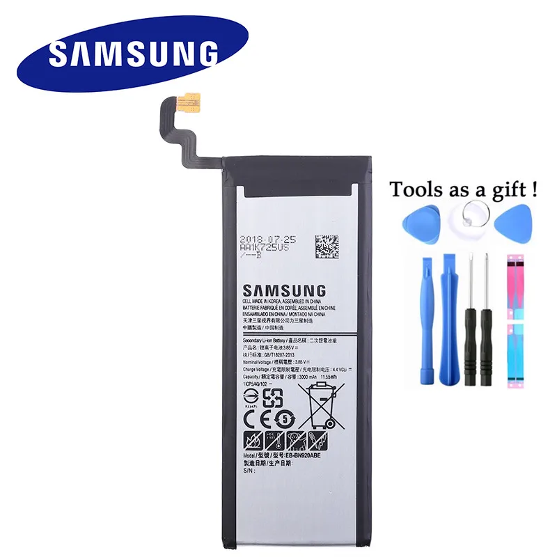 Оригинальный аккумулятор для телефона SAMSUNG Samsung GALAXY Note 5 N9200 N920t N920c Note5 EB-BN920ABA N920P 3000