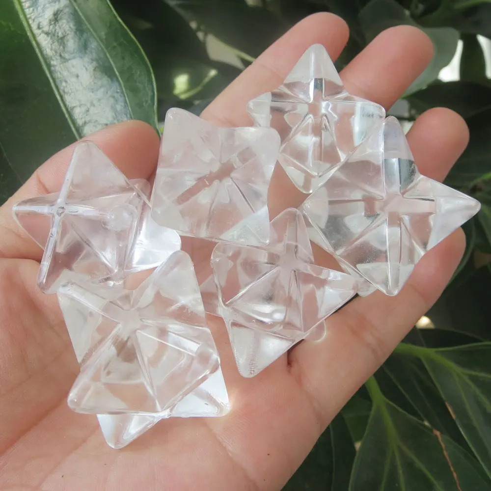 20 мм натуральный прозрачный кварцовый кристаллический Меркаба звезда резьба для