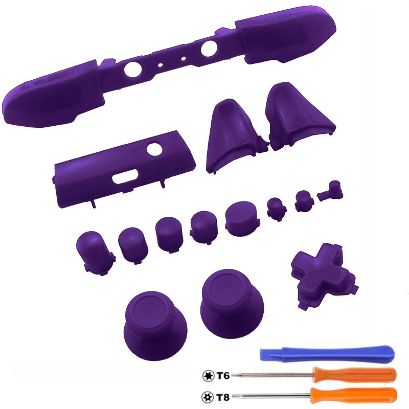 Purple Для Xbox One Slim XboxONE S контроллер запасные части ремонт ABXY Dpad триггеры полный аналоговые кнопки Набор мод наборы с T8 T6 - Цвет: Purple