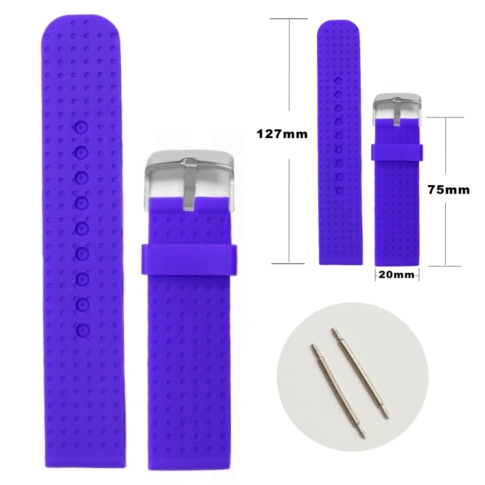 20 мм синее платье Силиконовое желе резиновые женские мужские часы ремешок