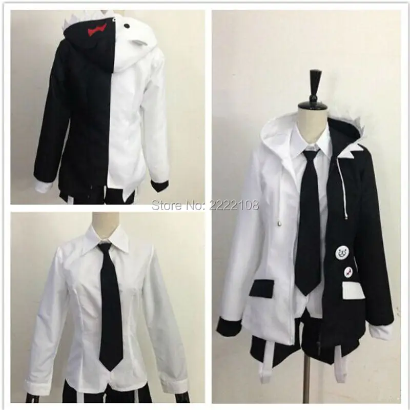 

Super Dangan Ronpa 2 Danganronpa Monokuma School Uniform Outfit Cosplay Costume Unisex Cloths Black and white bear Free Shipping