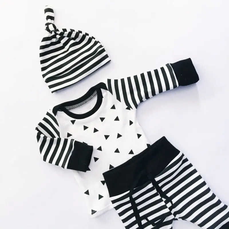 

3pcs Baby Boy Girl Kids Newborn Infant T-Shirt Hat Trousers Outfits Clothing Set