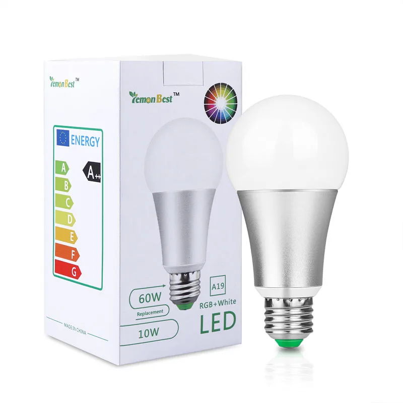 LemonBest E27 RGBW светодиодный светильник 10 Вт 85 265 в 110 В 220 RGB 120 цветов Пульт