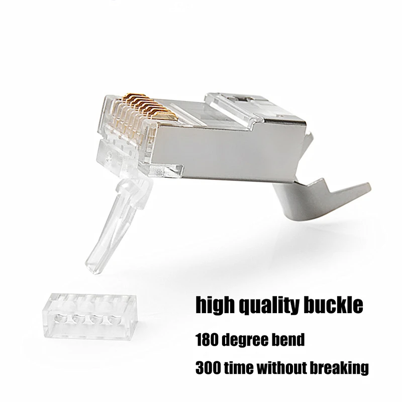 Cat6a Cat7 RJ45 штекер Экранированный FTP 8P8C сетевые разъемы 50u позолоченный для кабеля