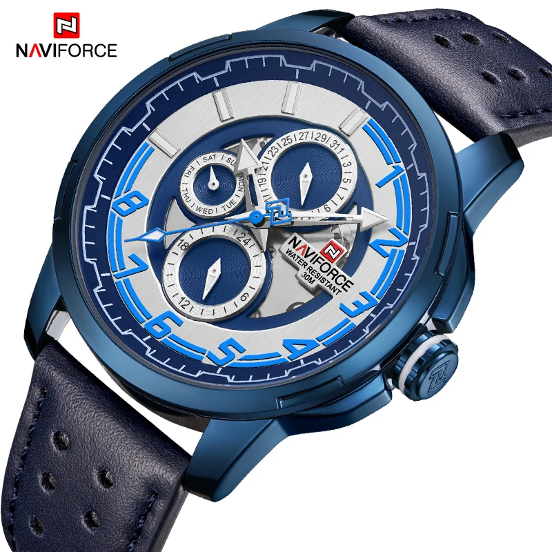 NAVIFORCE мужские брендовые креативные часы роскошные деловые наручные 24 часа в