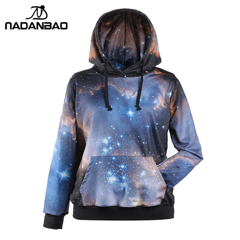 Женские толстовки с капюшоном и принтом Галактики модный костюм moletom уличный