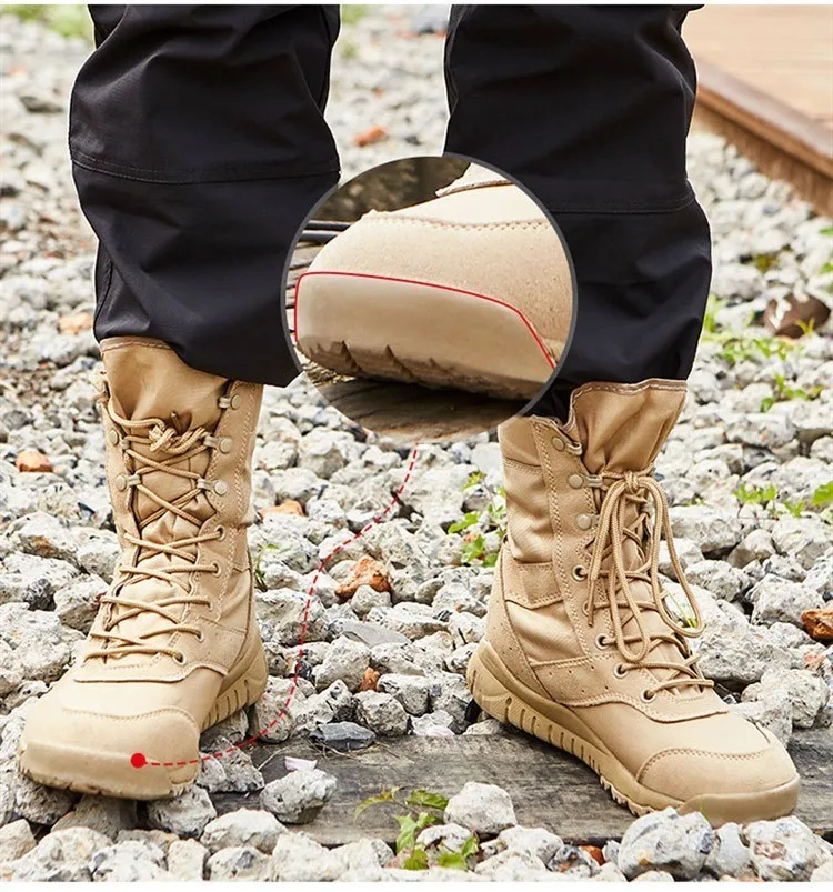 36-46 Size Summer Army Fans Combat Boot Men Women Outdoor Climbing High Top Hiking Shoes Tactical Training Desert Military Boots