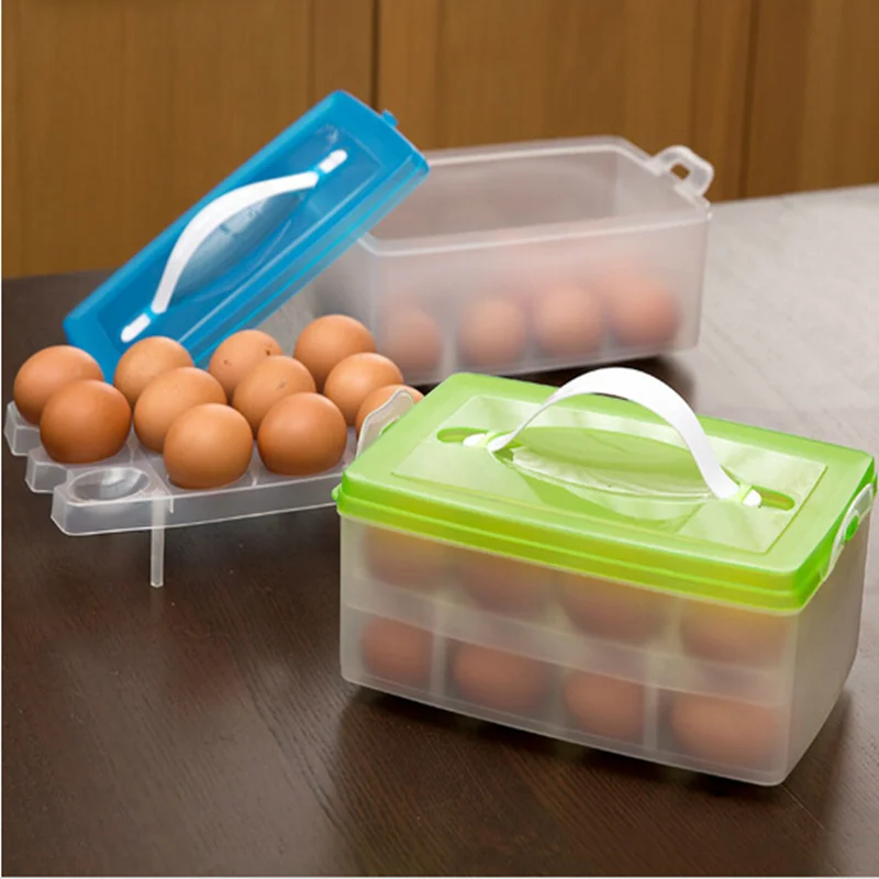 

Double Layer Plastic Eggs Storage organizer Refrigerator Fruits food vegetables Box Preservation basket kitchen tools