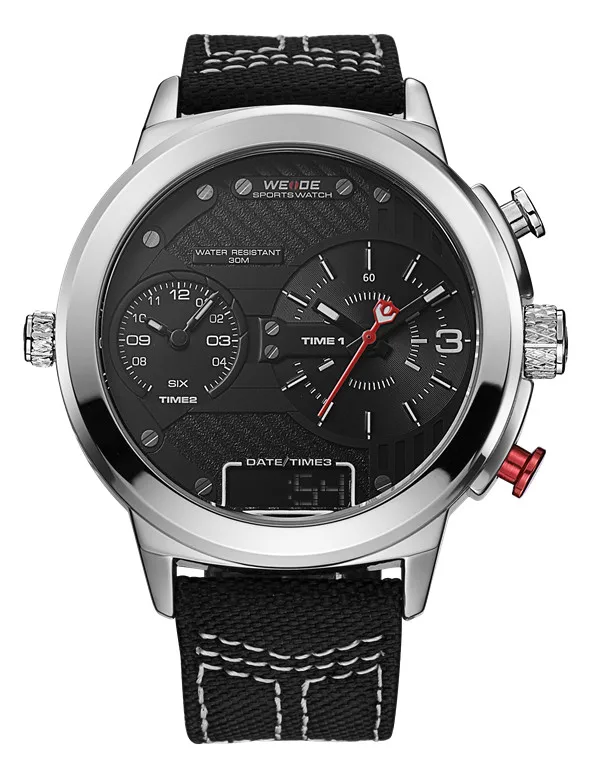 WH6405-1C WEIDE мужской нейлоновый ремешок браслет наручные часы кварцевый механизм календарь несколько часовых поясов Автоматическая Дата Календарь Relogio Masculino - Цвет: WH6405-1C