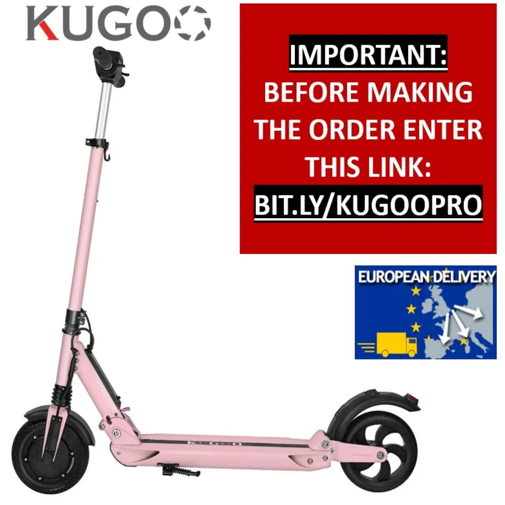 [Польский запас] KUGOO S1 складной электрический скутер 350 Вт Мотор ЖК-дисплей экран 3 режима скорости 8,5 дюймов Твердые задние противоскользящие шины - Цвет: Розовый