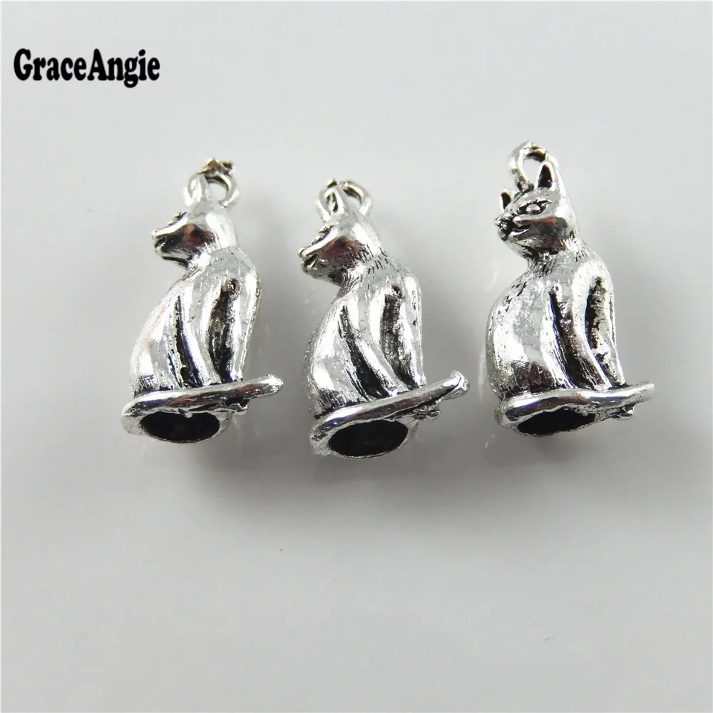 Graceangie 15 шт. Малый металла милый кот Талисманы ювелирных изделий Подвески