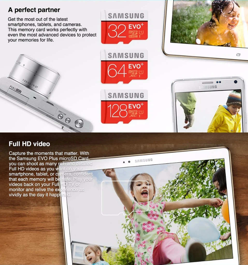 SAMSUNG micro sd карта 64 Гб класс 10 Microsd 32 Гб 128 Гб карта памяти EVO PLUS C10 TF tarjeta micro sd карта 64G U3U1 для мобильного телефона