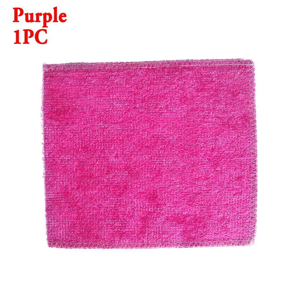 purple 1 шт. волшебное бамбуковое волокно, антижирое полотенце для мытья посуды, Кухонное домашнее чистящее полотенце, тряпки, аксессуары для дома - Цвет: purple