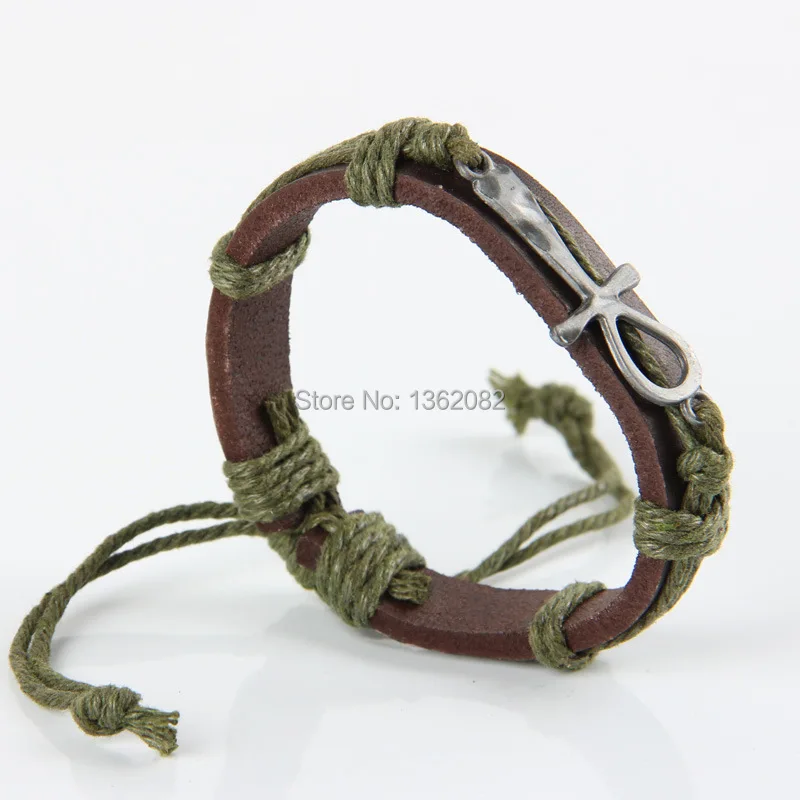 Кожаный браслет ручной работы 12 шт. античный египетский символ жизни амулет