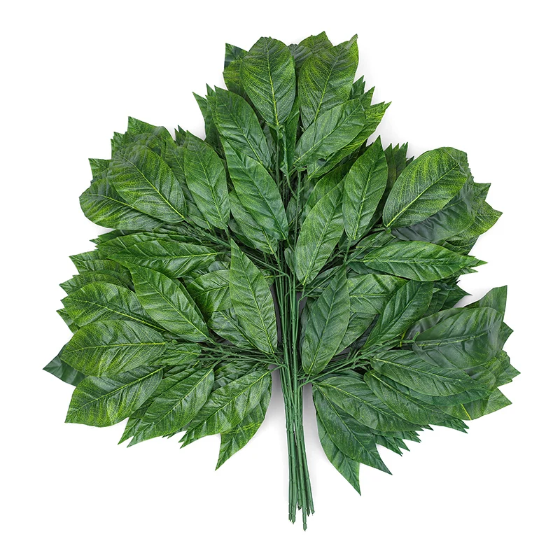 

New 12pcs/lot Green Artificial Tree Leaves Fake Plants For Home Decoration Food Photography Props Background Decor Accessories