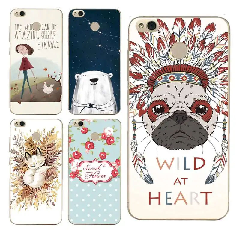 Fashion girl cat dog mum Fox flower Soft Clear TPU Phone Case For xiaomi redmi 4x 4a note5a note4x 5s mi6 note3 Free Shipping | Мобильные