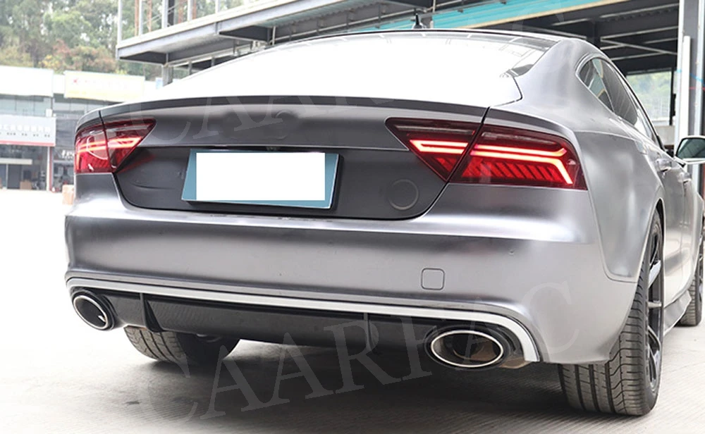 Рассеиватель задней губы спойлер с наконечники глушителя для Audi A7 спортивные RS7 Стиль PP автомобильный бампер фартук защитная пластина