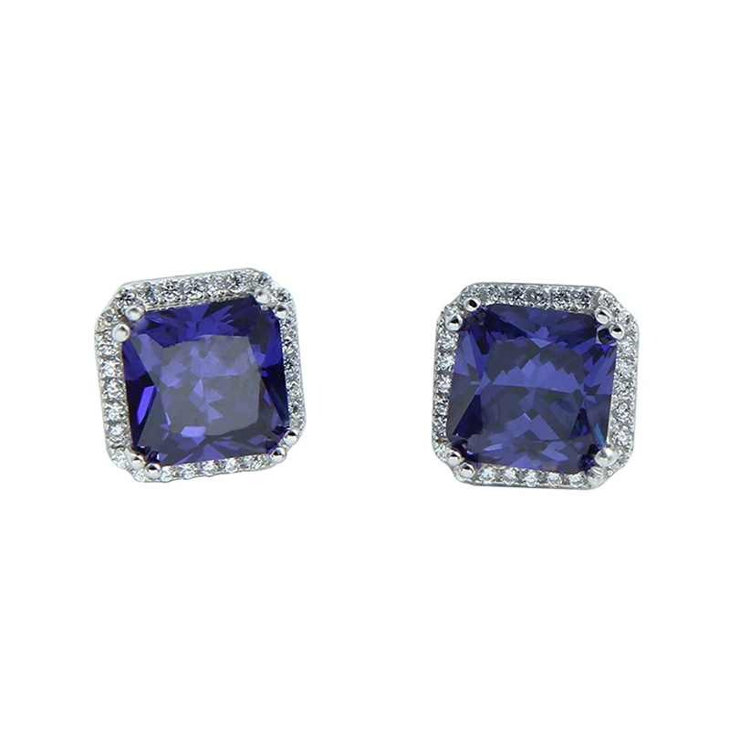 JQUEEN 3.8ct Сапфир-ювелирные изделия 925 Стерлинговое Серебро Серьги Принцесса Cut синие сережки Brincos горячая Распродажа подарок на день рождения для женщин