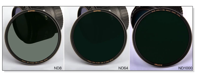 Zomei 72 мм Ultra Slim Multi-покрытием нейтральной плотности ND фильтр ND1000 ND64 ND8 ND 3.0 1.8 0.9