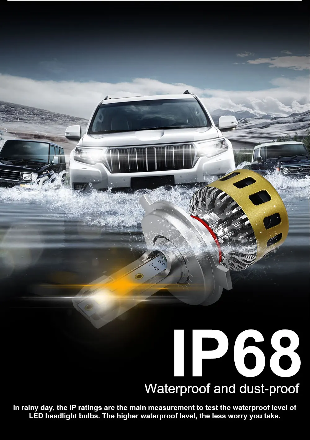 Roadsun лампа для автомобильных фар Светодиодный H7 H4 H11 H1 9005 9006 HB3 светодиодный фонарь 72 Вт 4300 К 3000 К 6000 К автомобильные аксессуары точечная лампа CSP
